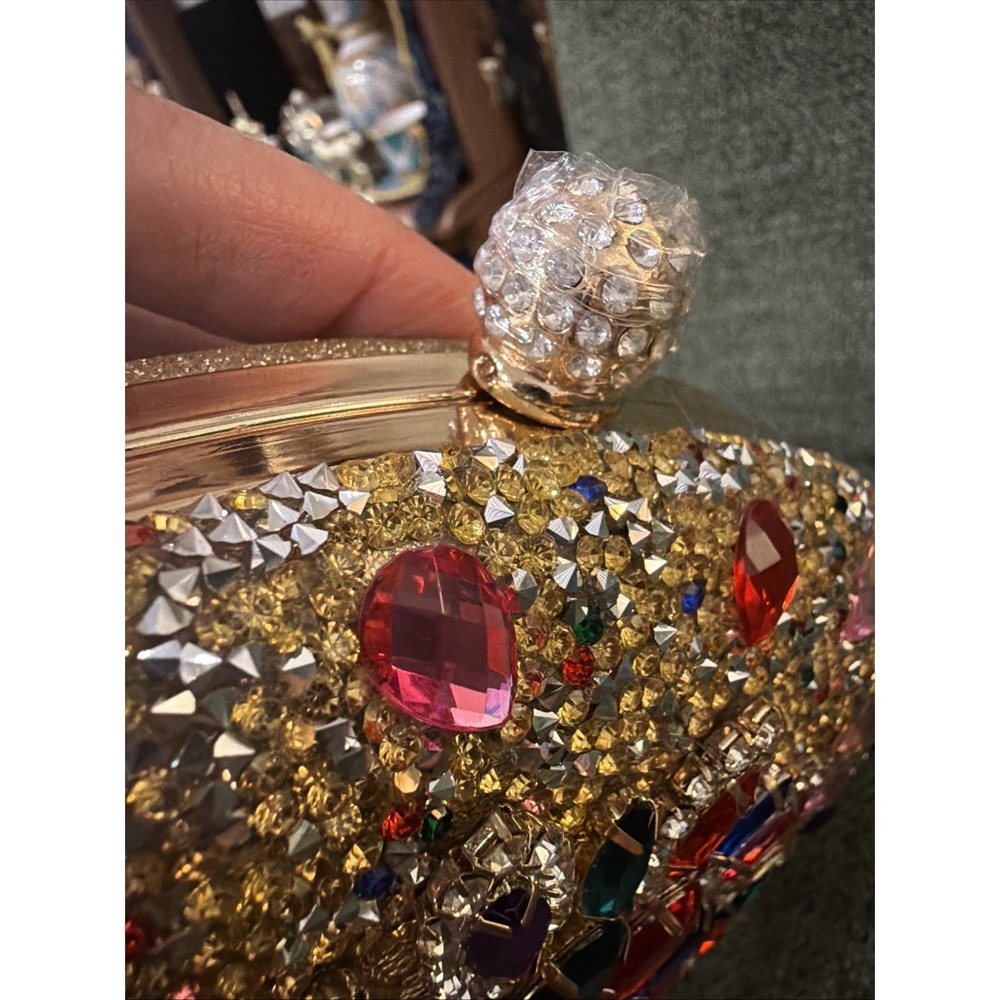 Women Evening Purse Diamond Crystal Evening Wedding Clutch Handbag Shoulder Bag - Picture 3 of 12